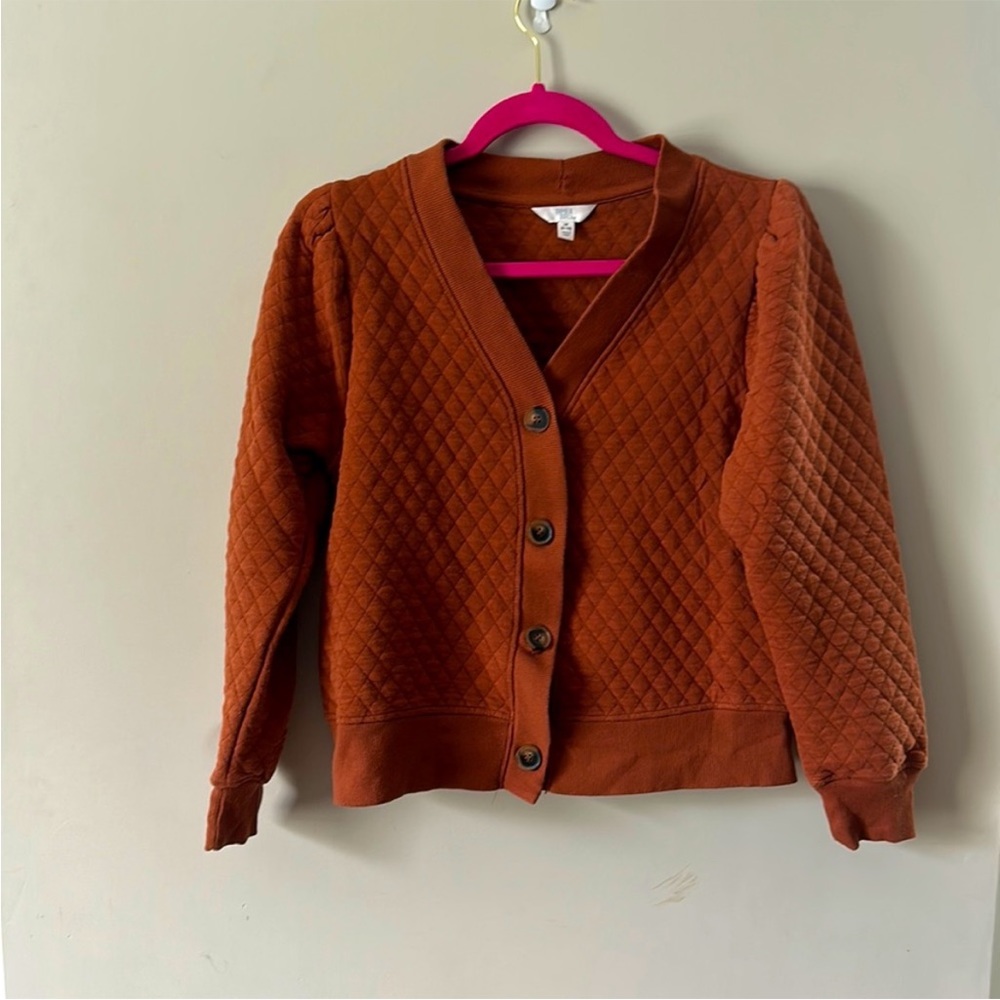 Time and true quilted button front cardigan sweater NWOT